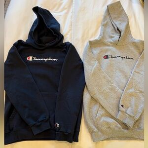 2 Champion Authentic Hoodies-Youth Large